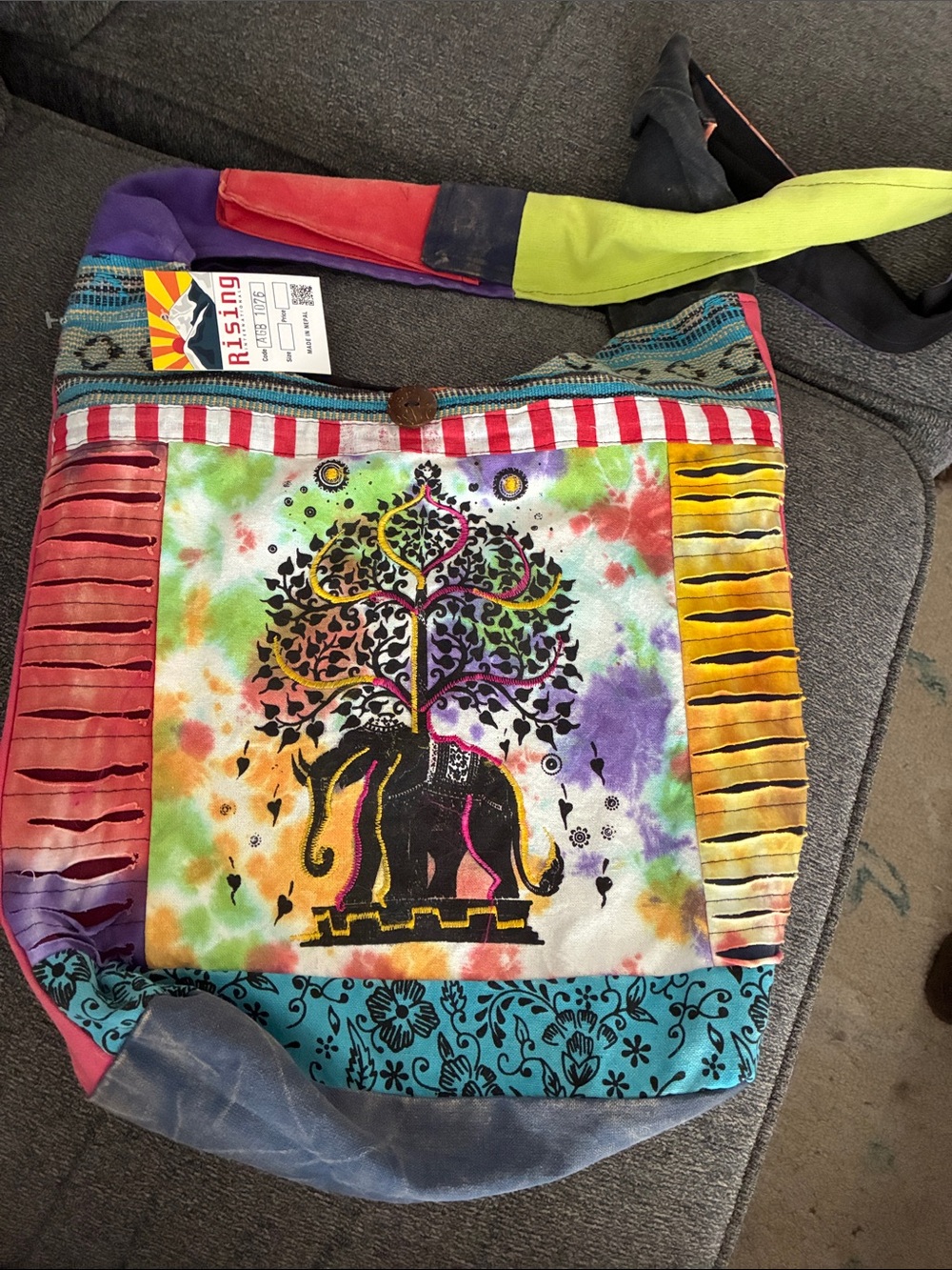 Multicolor Boho Elephant Shoulder Bag by RISING